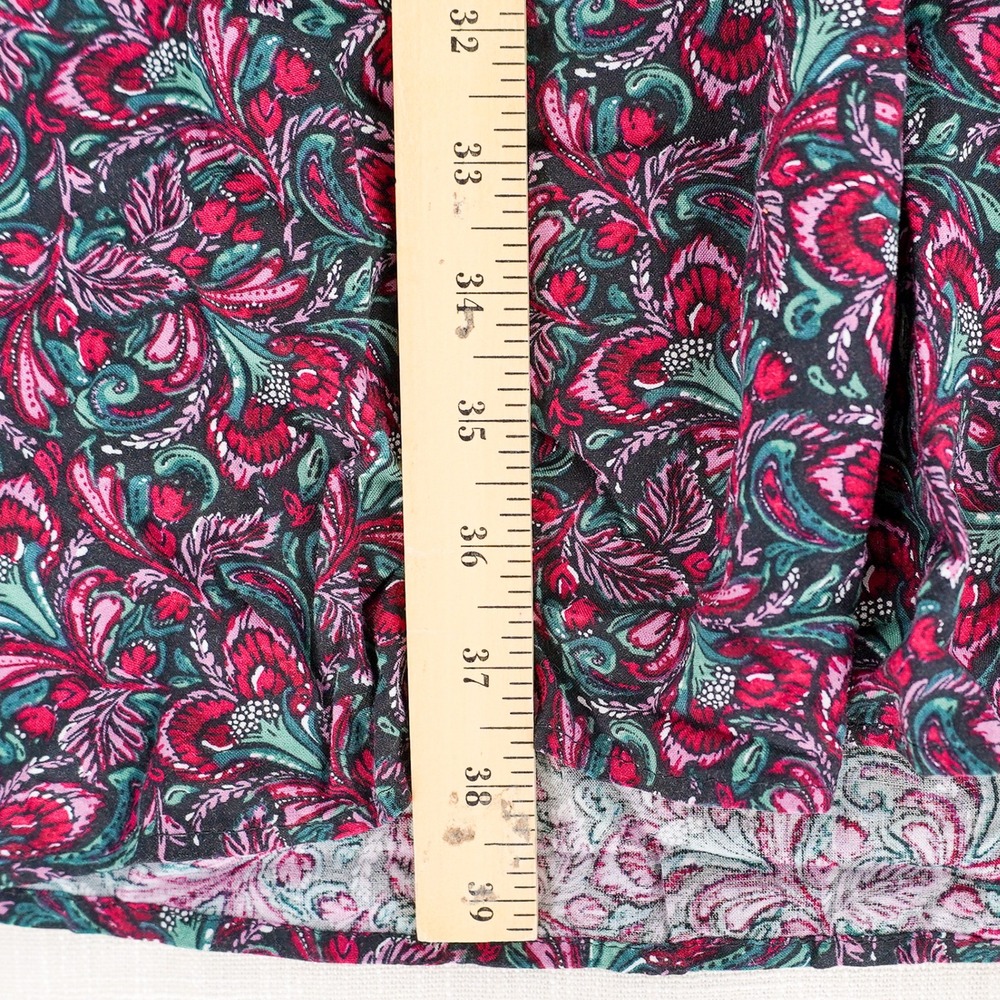 Croft Barrow Black Smocked Challis Fit Flare Dress S Maroon Paisley Cottagecore - Picture 8 of 12